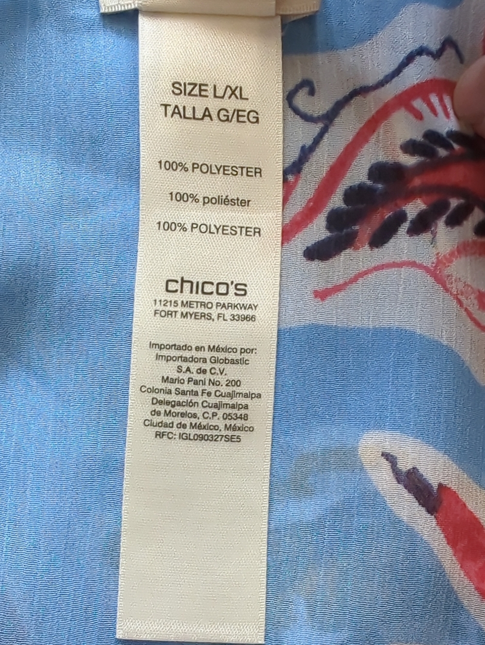 Chico's Watercolor Floral Sheer Poncho Blouse Top Sky Blue L XL - Picture 14 of 14